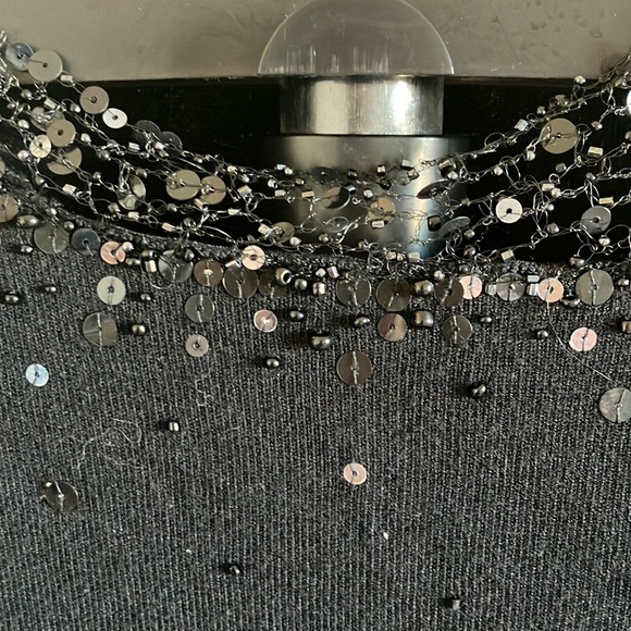 Morrell Maxie black sweater blouse sequins beads size S/M beautiful bead… - Picture 7 of 10